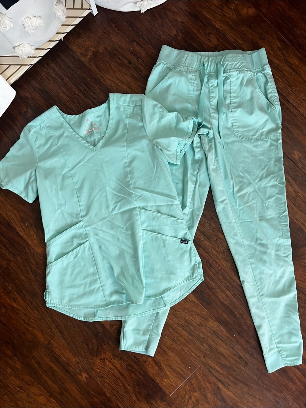 Women's Aqua Drawstring Scrub Joggers